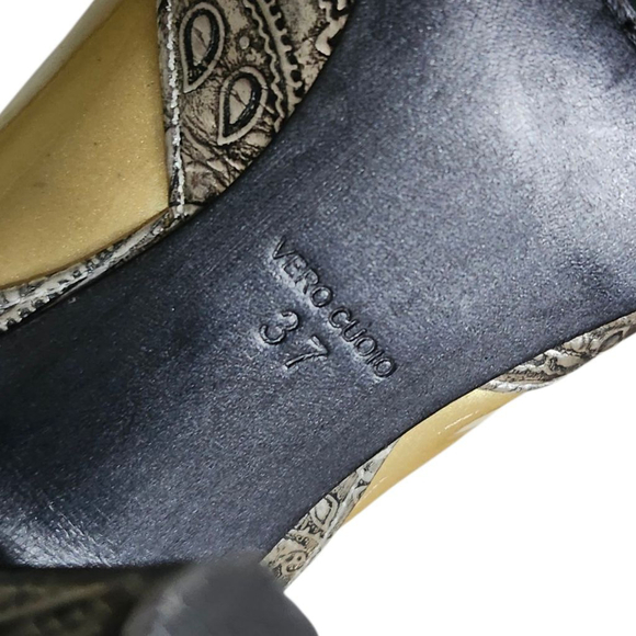 Modern Vintage Heels Size 37 / US 6.5 Gold & Silver Vtg Steampunk Style - Picture 6 of 6